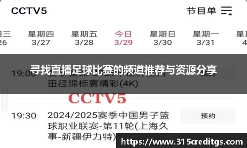 寻找直播足球比赛的频道推荐与资源分享